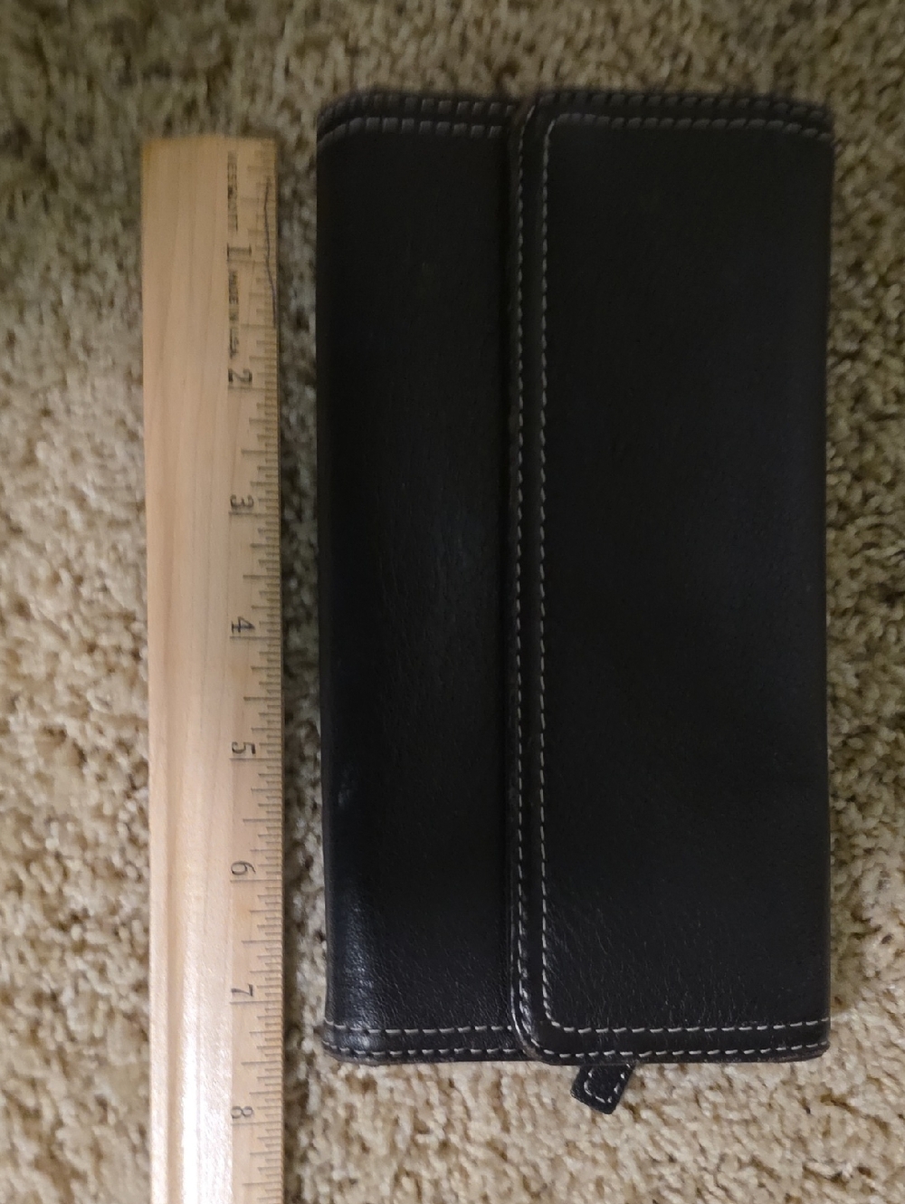 Brown Leather Wallet with Contrast Stitching